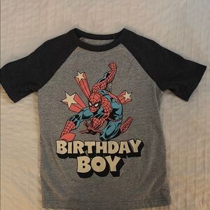 Grey Spiderman Birthday Boy shirt size 5